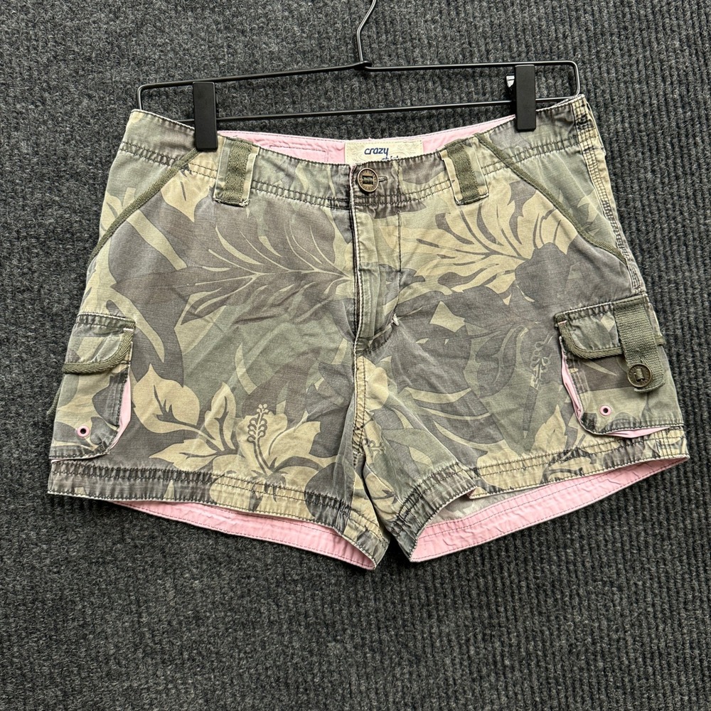 Crazy Shirts Womens Cargo Shorts 16 Floral Hawaiian Tropical Pink Y2K